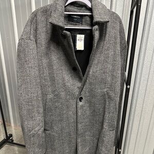 NWT Abercrombie & Fitch Longline Wool Overcoat in Gray Heather